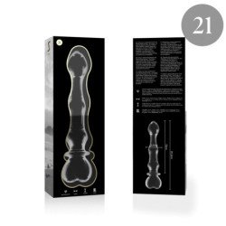 SERIE NEBULA DE IBIZA - MODELO 21 DILDO DE VIDRIO DE BOROSILICATO TRANSPARENTE 20,5 CM -O- 3,5 CM