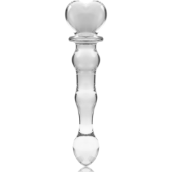 SERIE NEBULA DE IBIZA - MODELO 21 DILDO DE VIDRIO DE BOROSILICATO TRANSPARENTE 20,5 CM -O- 3,5 CM