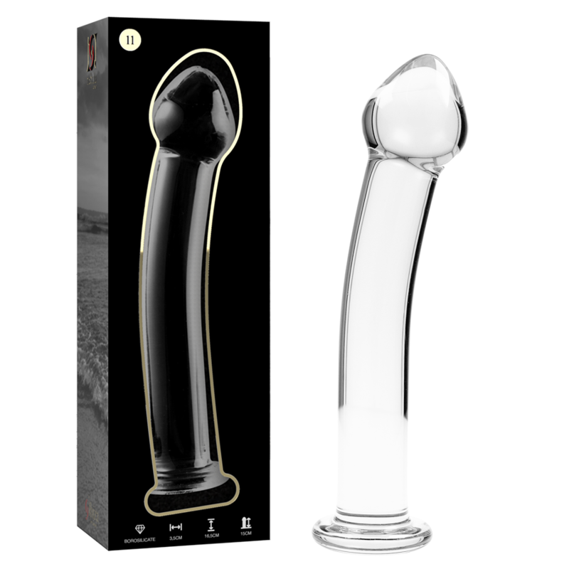 SERIE NEBULA DE IBIZA - MODELO 11 DILDO DE VIDRIO DE BOROSILICATO TRANSPARENTE 16 CM -O- 3 CM