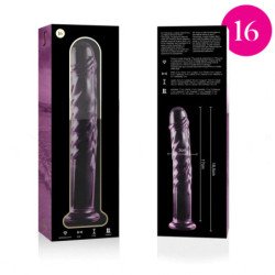 SERIE NEBULA DE IBIZA - MODELO 16 DILDO DE VIDRIO DE BOROSILICATO ROSA 18,5 CM -O- 3 CM