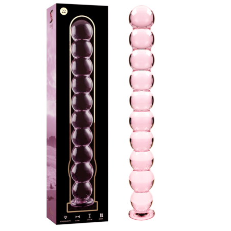 SERIE NEBULA DE IBIZA - MODELO 22 DILDO DE VIDRIO DE BOROSILICATO ROSA 21,5 CM -O- 2,5 CM