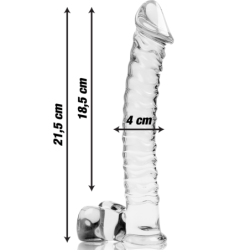 SERIE NEBULA DE IBIZA - MODELO 23 DILDO DE VIDRIO DE BOROSILICATO TRANSPARENTE 21,5 CM -O- 4 CM