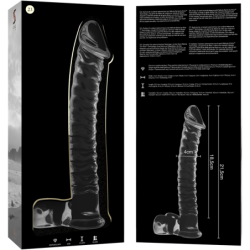 SERIE NEBULA DE IBIZA - MODELO 23 DILDO DE VIDRIO DE BOROSILICATO TRANSPARENTE 21,5 CM -O- 4 CM
