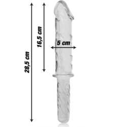 SERIE NEBULA DE IBIZA - MODELO 24 DILDO DE VIDRIO DE BOROSILICATO TRANSPARENTE 28,5 CM -O- 5 CM