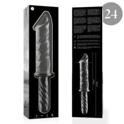 SERIE NEBULA DE IBIZA - MODELO 24 DILDO DE VIDRIO DE BOROSILICATO TRANSPARENTE 28,5 CM -O- 5 CM