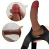 AMOR PRECIOSO - BRAGUITAS CON ARNÉS UNIVERSAL KYTON CON DILDO EYACULADOR DE 19 CM MULATO