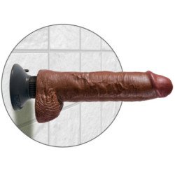 KING COCK - PENE VIBRADOR DE 25,5 CM CON TESTÍCULOS MARRÓN