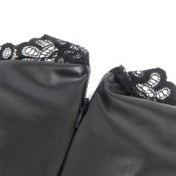 SUBBLIME - 957551 VESTIDO DE CUERO NEGRO CON CUELLO DE ENCAJE L/XL