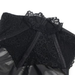 SUBBLIME - 957544 VESTIDO DE CUERO NEGRO CON CUELLO DE ENCAJE TALLA S/M