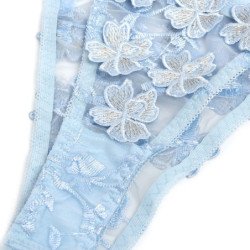 SUBBLIME - 957636 CONJUNTO DE SUJETADOR Y BRAGUITAS BORDADOS CON FLORES AZUL CIELO TALLA L/XL
