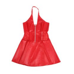 SUBBLIME - 957735 VESTIDO DE PIEL ROJO CON CREMALLERA Y ENCAJE L/XL