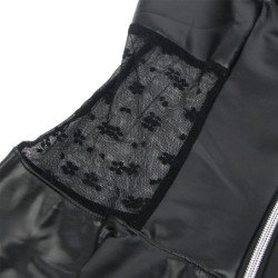 SUBBLIME - 957704 VESTIDO DE PIEL NEGRO CON CREMALLERA Y ENCAJE S/M