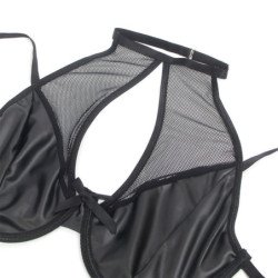 SUBBLIME - 957599 CONJUNTO DE SUJETADOR Y FALDA DE CUERO NEGRO L/XL