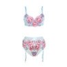 SUBBLIME - 957650 CONJUNTO DE SUJETADOR Y LIGUERO BORDADOS CON FLORES ROSA TALLA L/XL