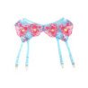 SUBBLIME - 957643 CONJUNTO DE SUJETADOR Y LIGUERO BORDADOS CON FLORES ROSA TALLA S/M