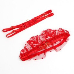 SUBBLIME - 957513 CONJUNTO DE SUJETADOR Y LIGUERO DE ENCAJE ROJO L/XL
