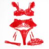 SUBBLIME - 957506 CONJUNTO DE SUJETADOR Y LIGUERO DE ENCAJE ROJO TALLA S/M