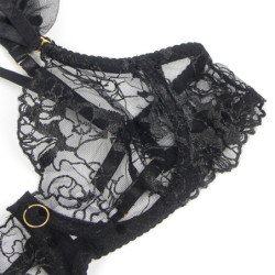 SUBBLIME - 957483 CONJUNTO DE SUJETADOR Y LIGUERO DE ENCAJE NEGRO TALLA S/M