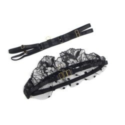 SUBBLIME - 957483 CONJUNTO DE SUJETADOR Y LIGUERO DE ENCAJE NEGRO TALLA S/M