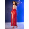 CHILIROSE - CR 4853 VESTIDO ROJO DE ENCAJE CON GUANTES L/XL