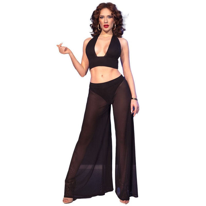 CHILIROSE - CR  4857 SET TOP Y PANTALONES NEGRO TALLA L