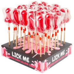 SECRETPLAY - EXPOSITOR PIRULETA PENE CARAMELO CEREZA CON EFECTO CALOR PICANTE (40 UNIDADES)