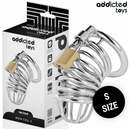 JUGUETES PARA ADICTOS BLOQUEADOS - JAULA DE METAL PARA PENE DE CELDA DE HIERRO 4 CM TAMAÑO S
