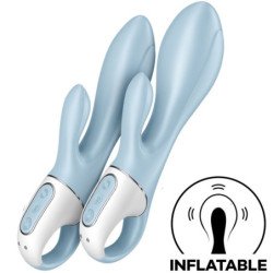 SATISFACTOR - CONEJO INFLABLE CON BOMBA DE AIRE 1 VIBRADOR AZUL