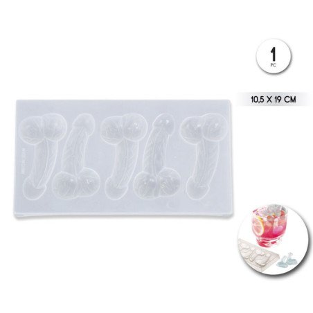 DIABLO PICANTE - MOLDE DE HIELO CON FORMA DE PENE 5 CAVIDADES