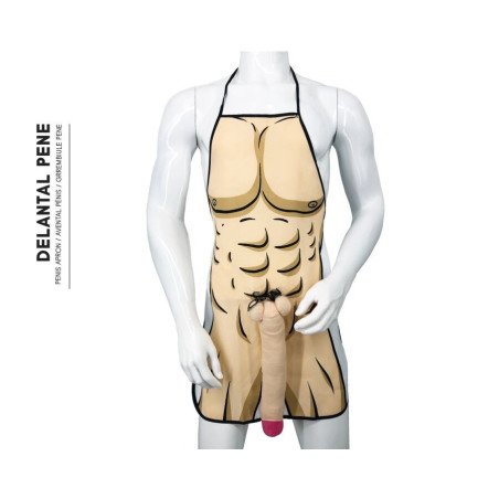 DIABLO PICANTE - DELANTAL CON PENE 3D MUSCULOSO Y ATREVIDO