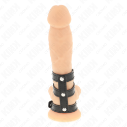 KINK - ANILLO PARA PENE DE CUERO TRIPLE CON CIERRE A PRESIÓN
