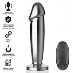 INTENSE - PLUG ANAL 10 VIBRACIONES METAL EN FORMA DE DILDO CON CONTROL REMOTO S