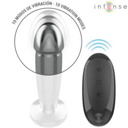 INTENSE - PLUG ANAL 10 VIBRACIONES METAL EN FORMA DE DILDO CON CONTROL REMOTO S