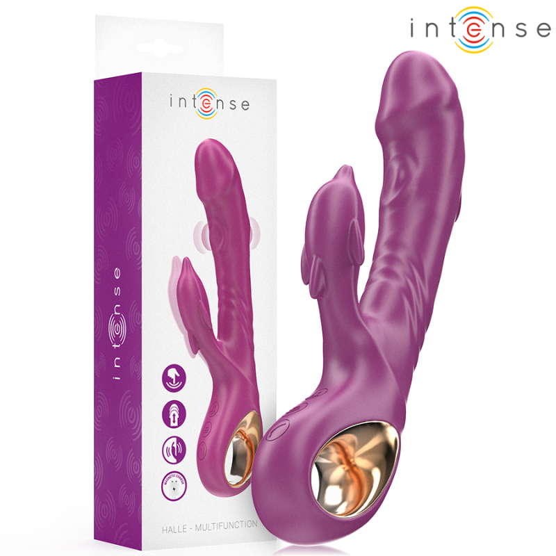 INTENSO - VIBRADOR MULTIFUNCIÓN HALLE CON LENGUA ESTIMULANTE DELFÍN MORADA