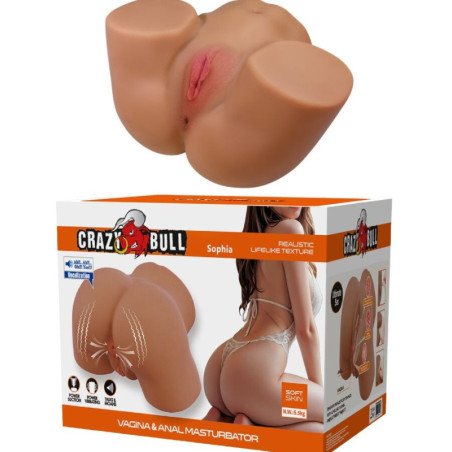 CRAZY BULL - GERIANN TRASERO FEMENINO REALISTA VIBRADOR & SUCCIONADOR CON SONIDO 5.5 KG