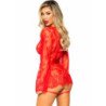 LEG AVENUE - 86123 SET BODY + BATA DE LIGUERO ROJO TALLA M