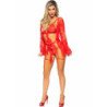 LEG AVENUE - 86123 SET BODY + BATA DE LIGUERO ROJO TALLA M
