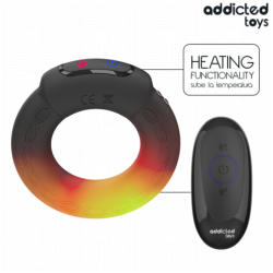 JUGUETES PARA ADICTOS - ANILLO VIBRATORIO PARA PENE CON EFECTO DE CALOR Y CONTROL REMOTO