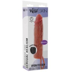 GET REAL - FUNDA VIBRADORA DE SILICONA PARA PENE CON PIEL HIDRATADA, COLOR CARAMELO, 20 CM