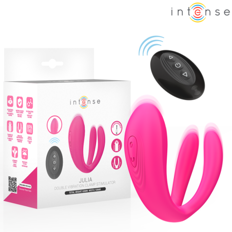 INTENSO - JULIA VIBRADOR DOBLE CON PINZA Y ESTIMULADOR, CONTROL REMOTO