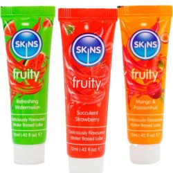 SKINS - FRUITY LUBES KIT LUBRICANTES SANDÍA, FRESA & MANGO 3 x 12 ML