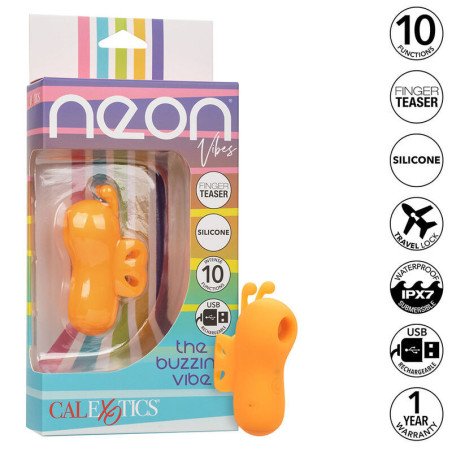 CALEXOTICS - NEON VIBES EL ESTIMULADOR DE DEDOS CON VIBRACIONES ZUMBADAS 10 VIBRACIONES NARANJA