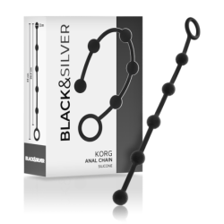 BLACK&SILVER - ROSARIO ANAL DE SILICONA KORG PARA INICIACIÓN 21 CM