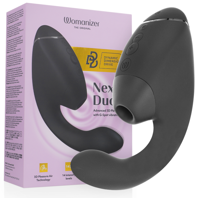 WOMANIZER - DUO NEXT ESTIMULADOR VIBRADOR DUAL CLÍTORIS & PUNTO·G NEGRO