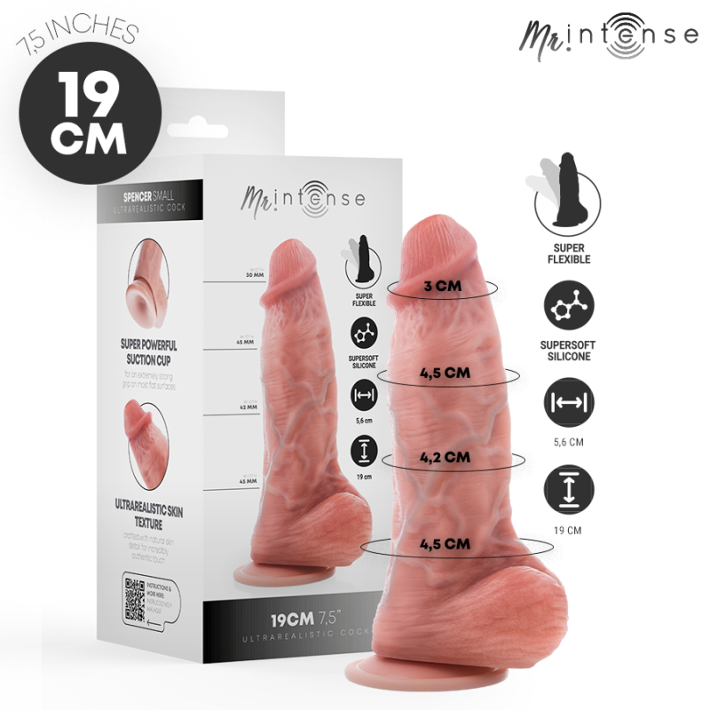 MR INTENSE - SMALL SPENCER DILDO SILICONA 19 CM -Ø- 4.5 CM