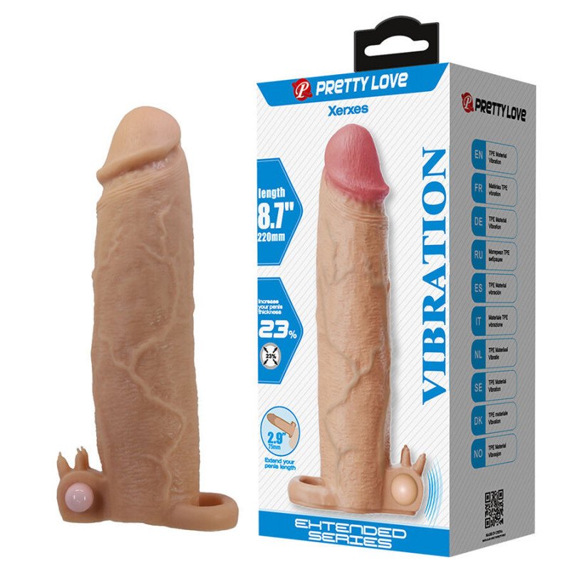 PRETTY LOVE - FUNDA PARA PENE XERXES CON ESTIMULADOR CLITORAL Y VIBRACIÓN