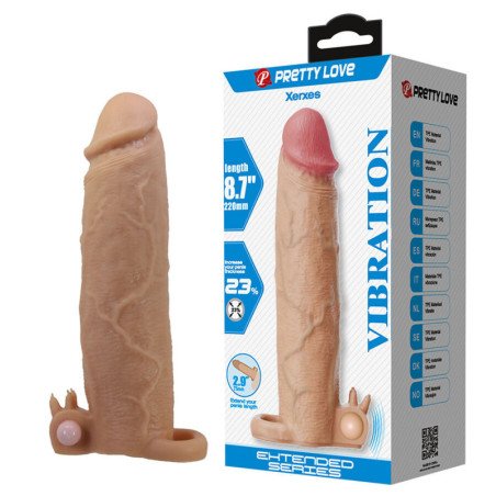 PRETTY LOVE - FUNDA PARA PENE XERXES CON ESTIMULADOR CLITORAL Y VIBRACIÓN