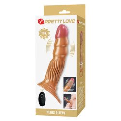 PRETTY LOVE - FUNDA PARA PENE TEXTURIZADA CON VIBRACIÓN Y CONTROL REMOTO