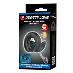 PRETTY LOVE - QUENTIN ANILLO PARA PENE CON ESTIMULADOR TESTICULAR