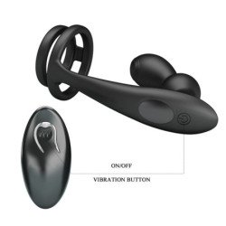 MR PLAY - ANILLO PARA PENE CON PLUG ANAL CON VIBRACIÓN CONTROL REMOTO